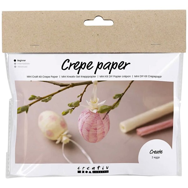 Kit DIY papier crépon - Oeufs de Pâques - Rose clair/Jaune clair - 2 pcs - Photo n°1
