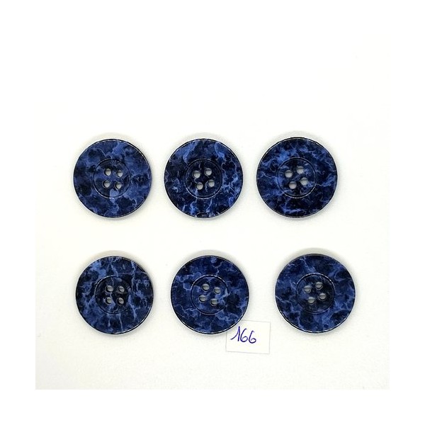6 Boutons vintage en résine bleu marbré - 23mm - TR166 - Photo n°1