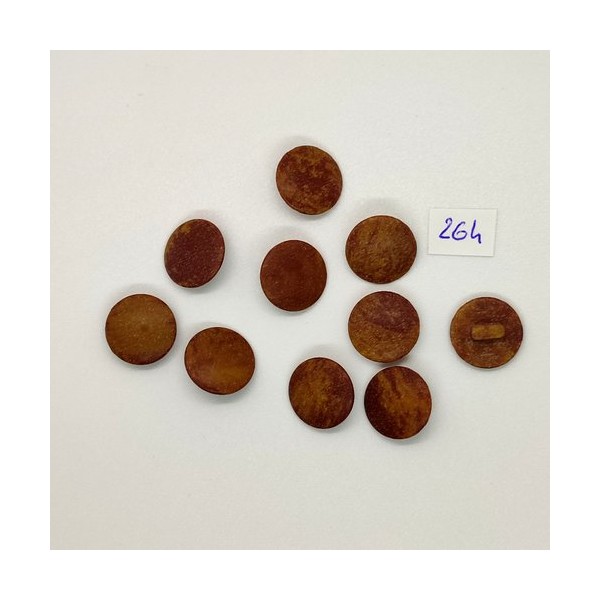 10 Boutons en résine marron - vintage - 15mm - TR264 - Photo n°1
