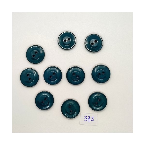 10 Boutons en résine bleu / vert - vintage - 18mm - TR385 - Photo n°1