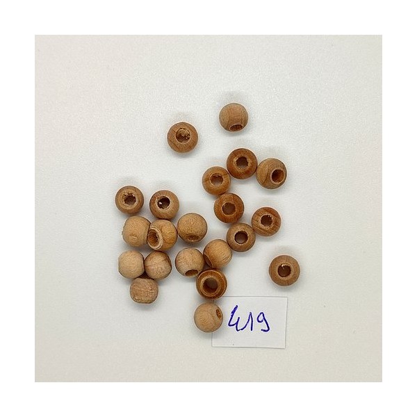 21 Perles vintage en bois marron - 6mm - TR419 - Photo n°1