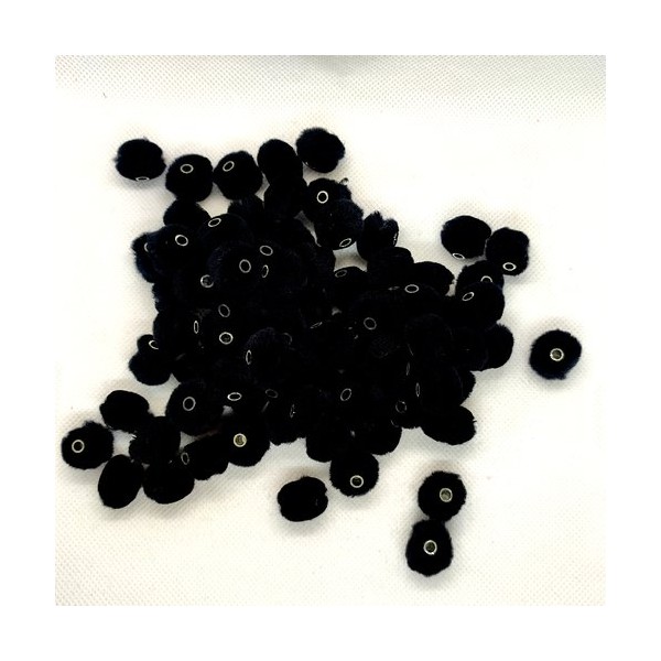 78 Perles pompons noir - polyester - ± 13mm - Photo n°1