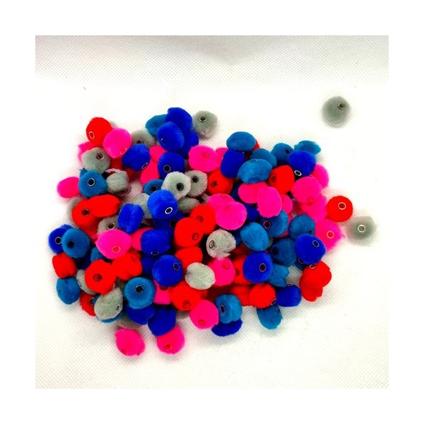 139 Perles pompons multicolore - polyester -  ± 13mm - Photo n°1