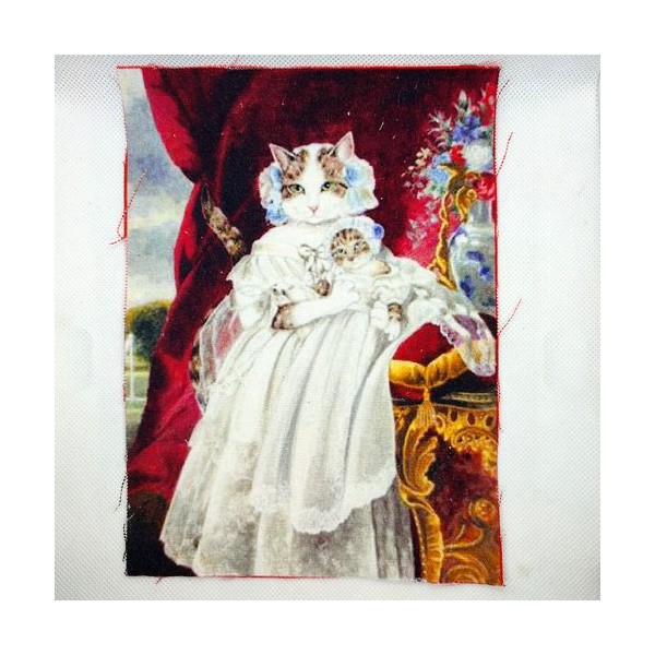 Coupon tissu un chat blanc - coton épais - 15x20cm - Photo n°1
