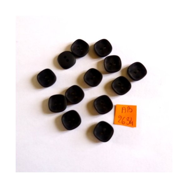 13 Boutons en résine noir - 14mm - AB2631 - Photo n°1