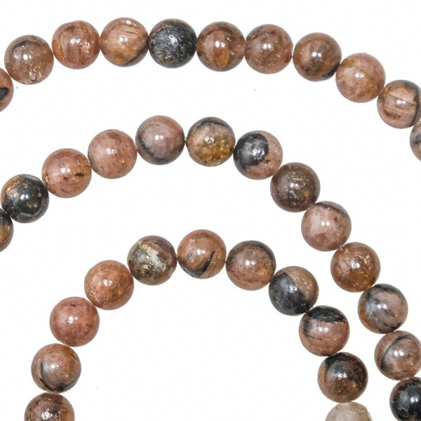 Bracelet en chiastolite - Perles rondes 8 mm. - Photo n°3