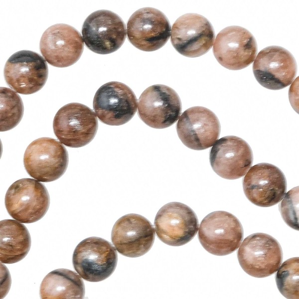 Bracelet en chiastolite - Perles rondes 10 mm. - Photo n°3