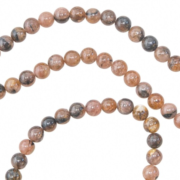 Bracelet en chiastolite - Perles rondes 6 mm. - Photo n°3