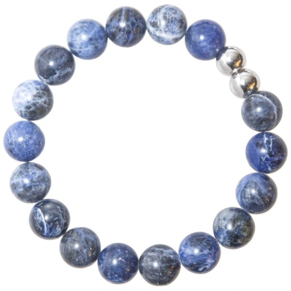 Bracelet en sodalite - Perles rondes 10 mm. - Photo n°1