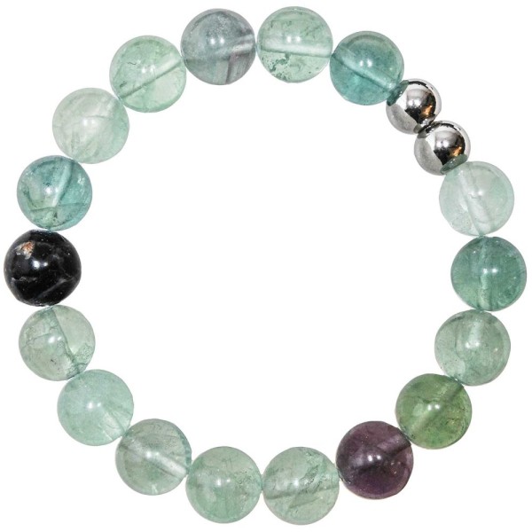 Bracelet en fluorite multicolore - Perles rondes 10 mm. - Photo n°1