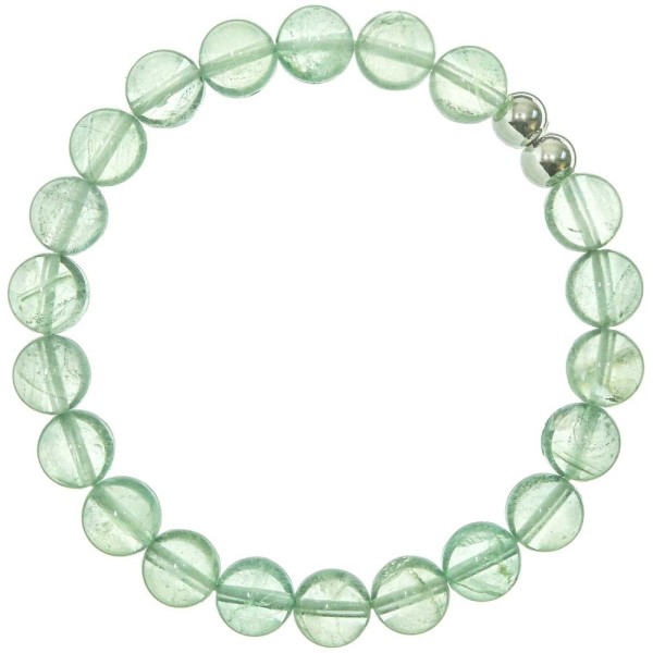 Bracelet en fluorite verte - Perles rondes 8 mm. - Photo n°1