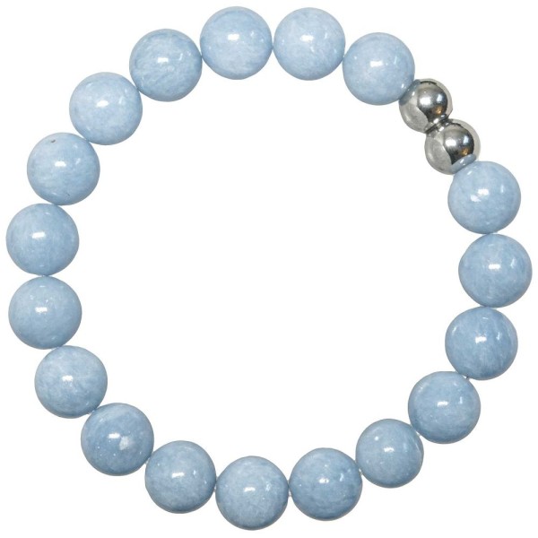 Bracelet en angélite - Perles rondes 10 mm. - Photo n°2
