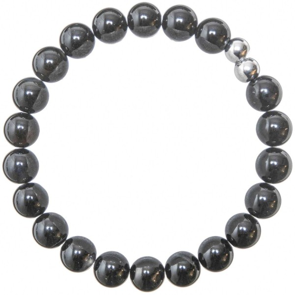 Bracelet en onyx noir - Perles rondes 8 mm. - Photo n°1