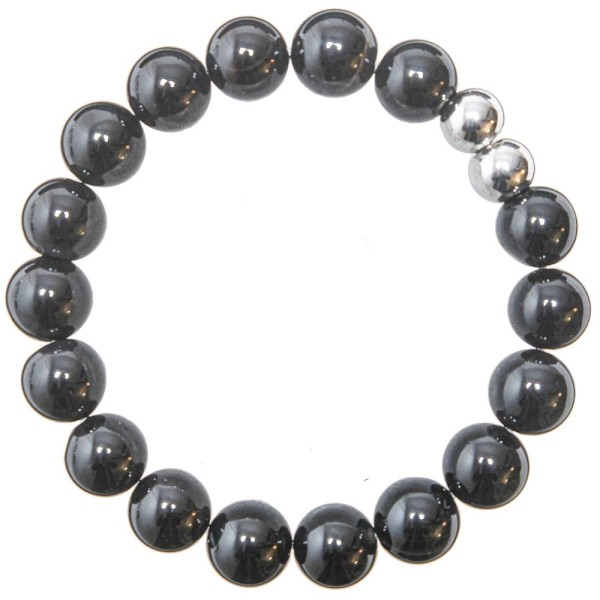 Bracelet en onyx noir - Perles rondes 10 mm. - Photo n°2