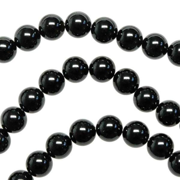Bracelet en onyx noir - Perles rondes 10 mm. - Photo n°3