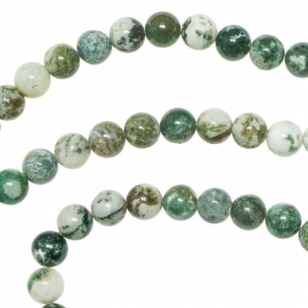 Bracelet en agate arbre - Perles rondes 8 mm. - Photo n°3