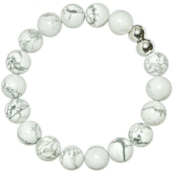 Bracelet en howlite - Perles rondes 10 mm. - Photo n°2