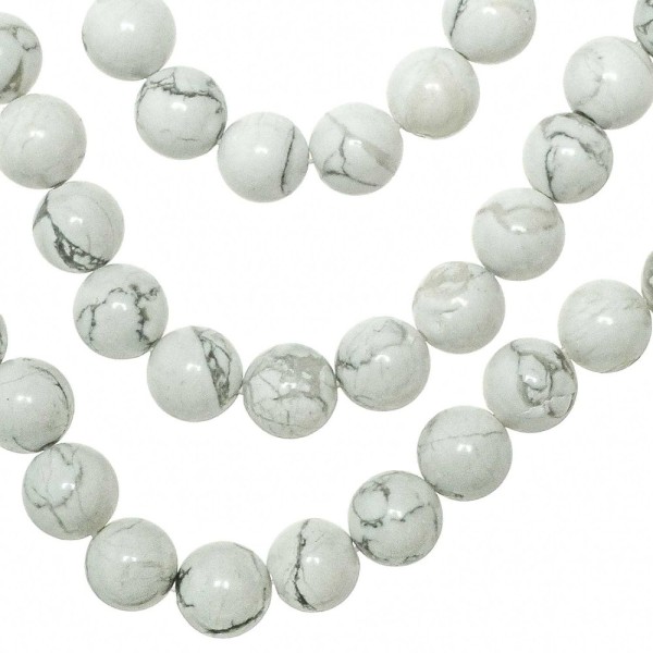 Bracelet en howlite - Perles rondes 10 mm. - Photo n°3