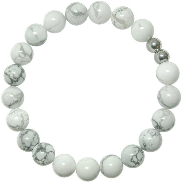 Bracelet en howlite - Perles rondes 8 mm. - Photo n°1
