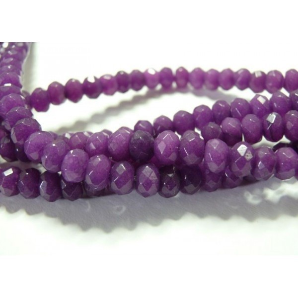 6 perles Jade violet facetté rondelles 5*8mm - Photo n°1