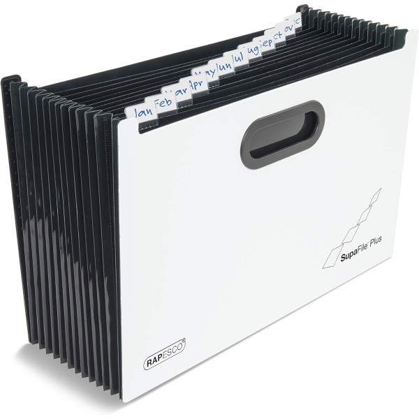 Trieur - Valise - 13 compartiments - A4+ - Noir/Blanc - Documents A4 -  Rapesco - Classeurs chemises trieurs - Creavea