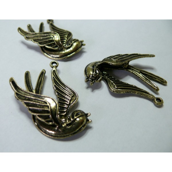 1 piece Breloque Bronze oiseau 3D - Photo n°1