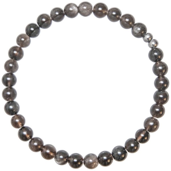 Bracelet en obsidienne argentée - Perles rondes 6 mm. - Photo n°1