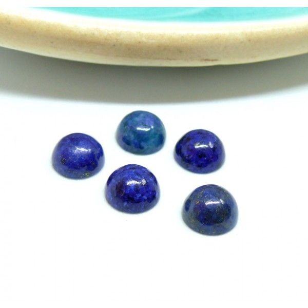 H11R4166 PAX de 5 cabochons, demi perle 6mm, Lapis lazuli, Coloris 33 - Photo n°1