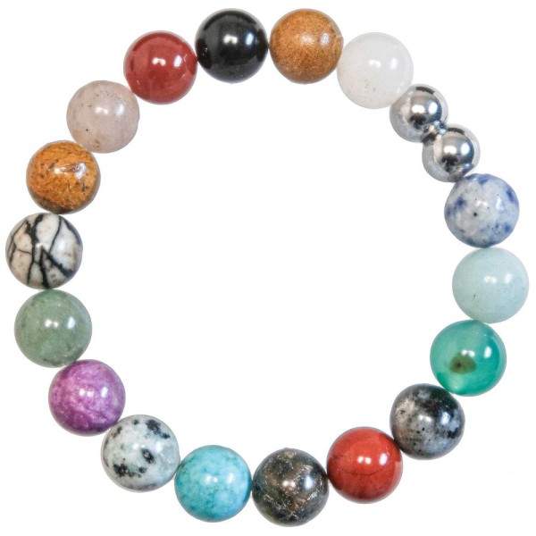 Bracelet en pierres du monde - Perles rondes 10 mm. - Photo n°1