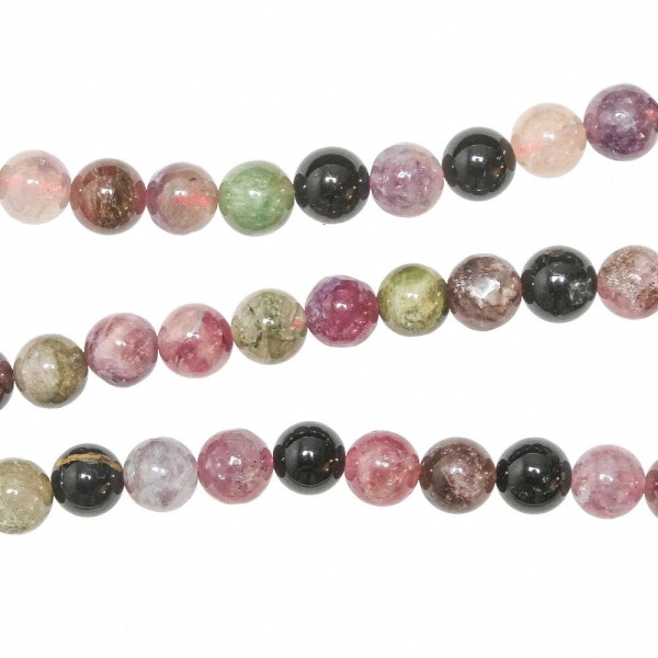 Bracelet en tourmaline multicolore - Perles rondes 8 mm. - Photo n°3