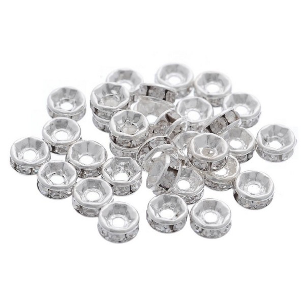 20 Perles intercalaire strass transparent métal argenté 10 mm - grade A - création perles - Photo n°2