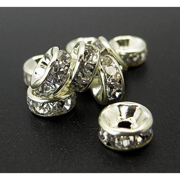 20 Perles intercalaire strass transparent métal argenté 10 mm - grade A - création perles - Photo n°3