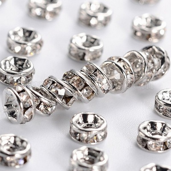 20 Perles intercalaire strass transparent métal argenté 10 mm - grade A - création perles - Photo n°4