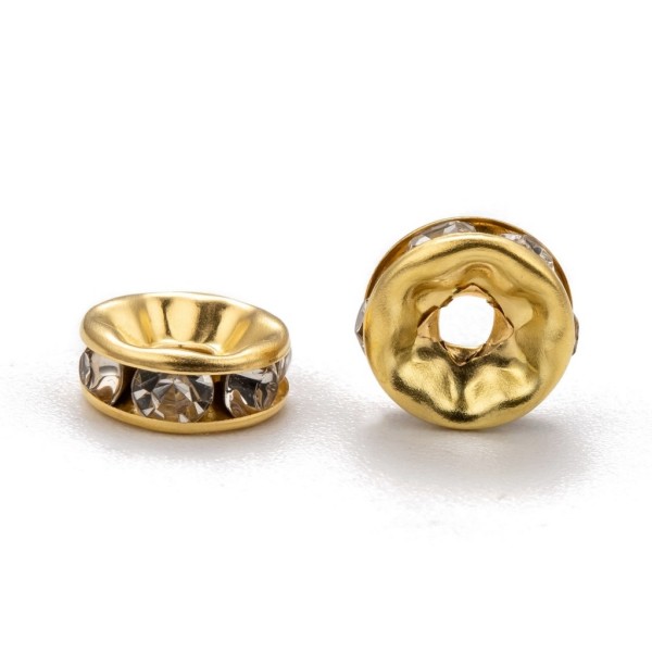 20 perles intercalaires strass transparent metal doré or 8 mm - Grade A - creation bijoux - Photo n°2