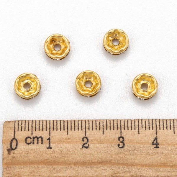 20 perles intercalaires strass transparent metal doré or 8 mm - Grade A - creation bijoux - Photo n°4