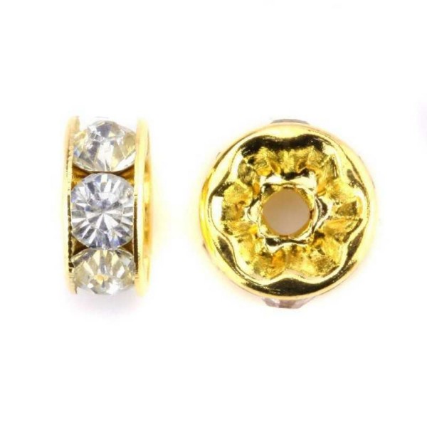 20 perles intercalaires strass transparent metal doré or 8 mm - Grade A - creation bijoux - Photo n°1