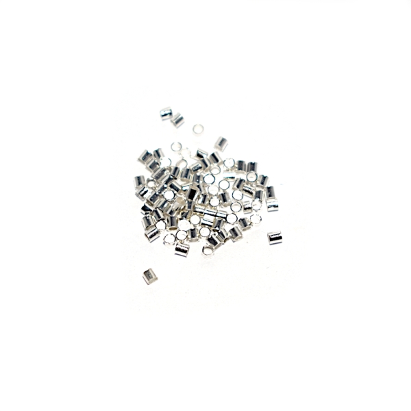 Perles à écraser tube 1,5 mm argenté x10 - Photo n°1