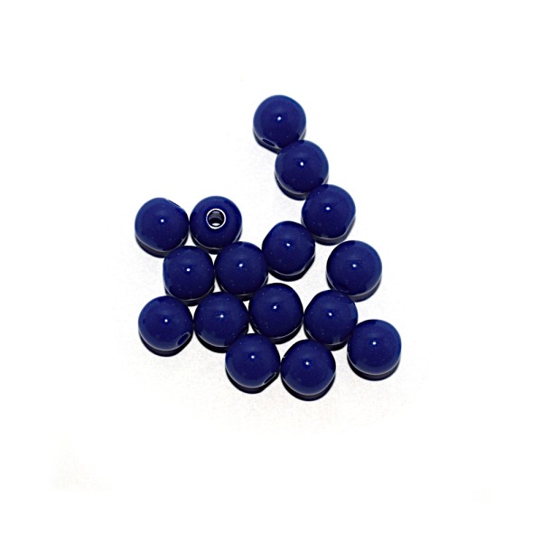 Perle ronde opaque acrylique 8 mm bleu foncé x10 - Photo n°1
