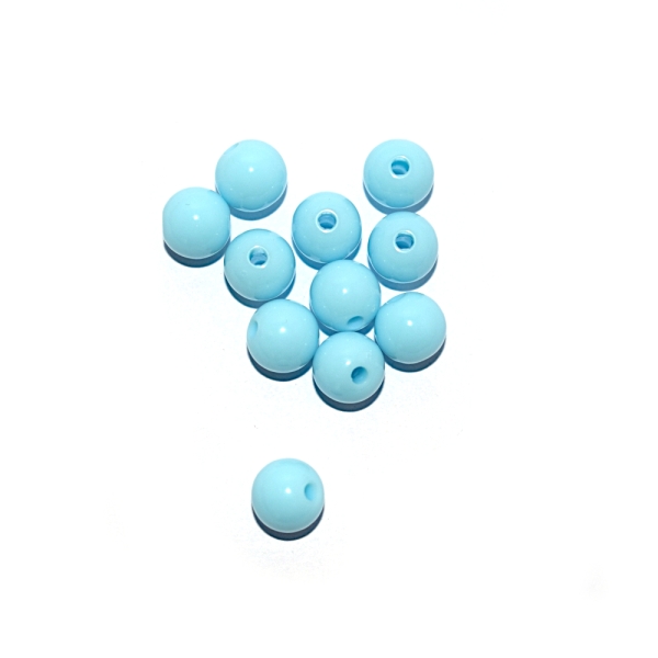 Perle ronde opaque acrylique 8 mm bleu ciel x10 - Photo n°1