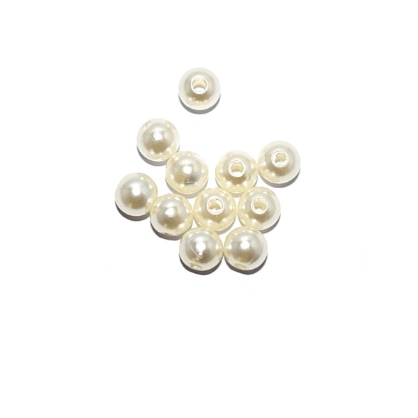 Perle ronde acrylique 6 mm blanc nacré x10 - Photo n°1