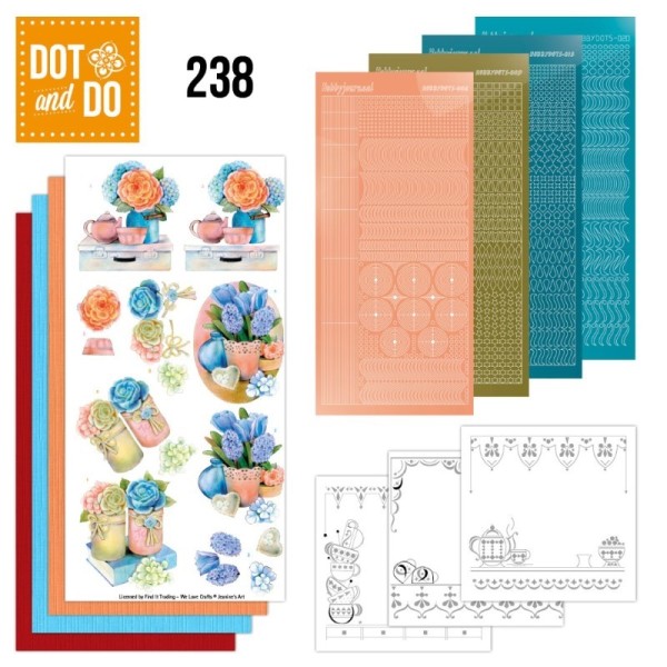 Dot and do 238 - kit Carte 3D  - Fleurs bleues - Photo n°1