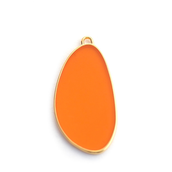 Pendentif oval vitrail 45 mm orange foncé - Photo n°1
