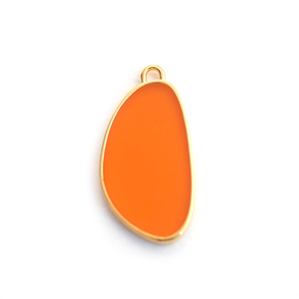 Pendentif oval vitrail 35 mm orange foncé - Photo n°1