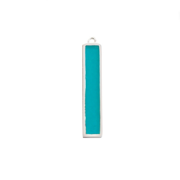 Pendentif rectangle vitrail 35x7 mm turquoise - Photo n°1