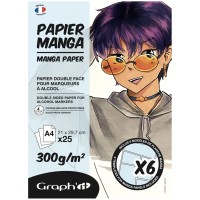 Bloc papier Manga Graph'It - Pour feutres à alcool - A4 - 300 g/m² - 25 feuilles + 6 calques