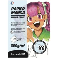 Bloc papier Manga Graph'It - Pour feutres à alcool - A5 - 300 g/m² - 25 feuilles + 6 calques