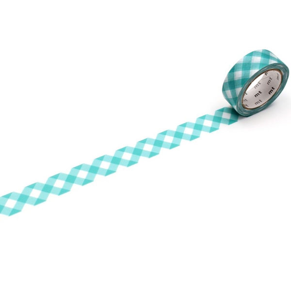Masking Tape - Vichy Turquoise - 15 mm - 7 m - Photo n°1