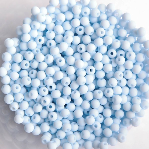Perles acryliques mates  4 mm de diametre sachet de 500 perles bleu beat - Photo n°1