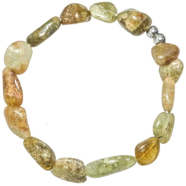 Bracelet en jaspe jaune et vert - Perles roulées 10 à 15 mm. - Photo n°1