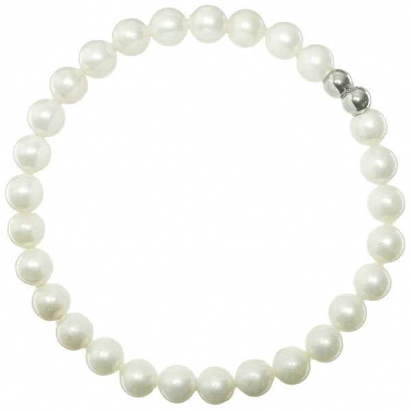 Bracelet en nacre de coquillage - Perles rondes 6 mm. - Photo n°1